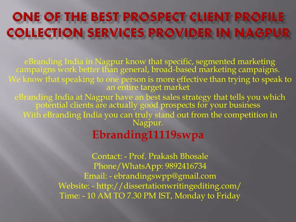 one of the best prospect client profile collection services provider in nagpur
