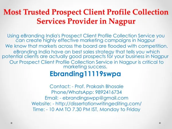 Most Trusted Prospect Client Profile Collection Services Provider in Nagpur