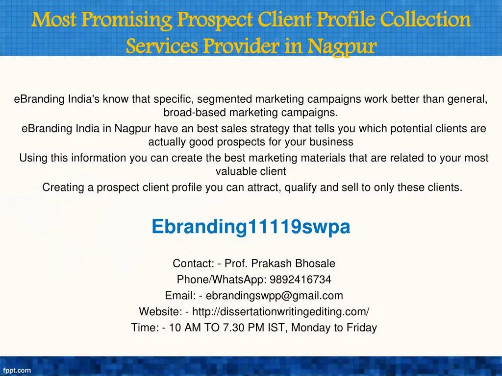most promising prospect client profile collection services provider in nagpur
