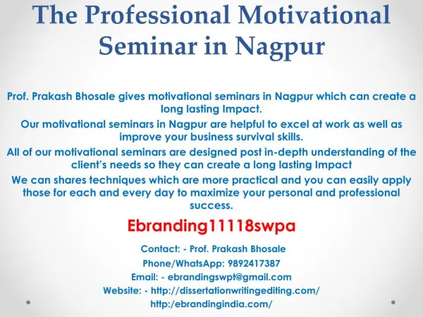 The Professional Motivational Seminar in Nagpur