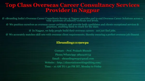 Top Class Overseas Career Consultancy Services Provider in Nagpur
