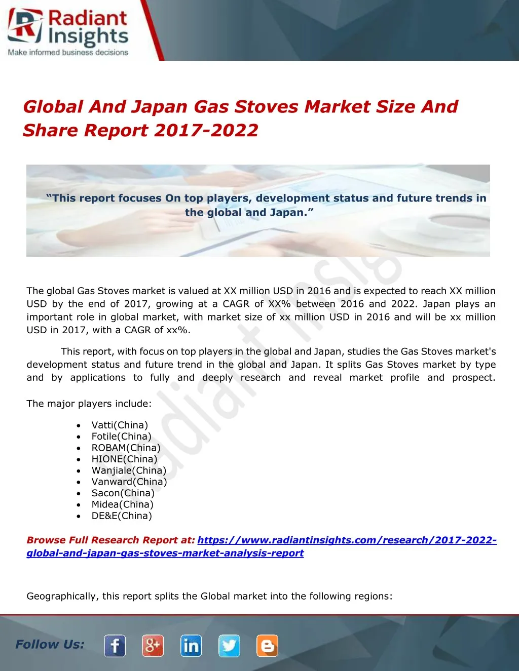 global and japan gas stoves market size and share
