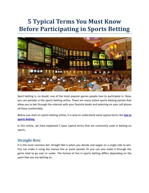 5 Typical Terms You Must Know Before Participating in Sports Betting