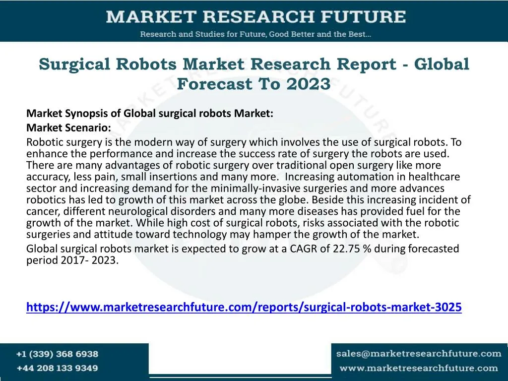 surgical robots market research report global forecast to 2023