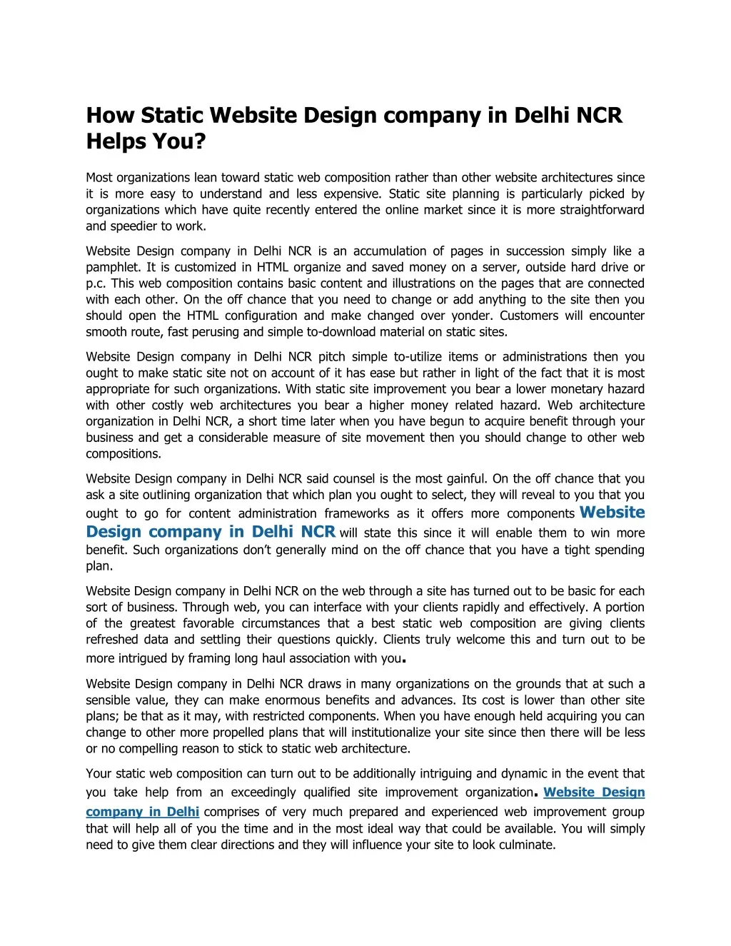 how static website design company in delhi
