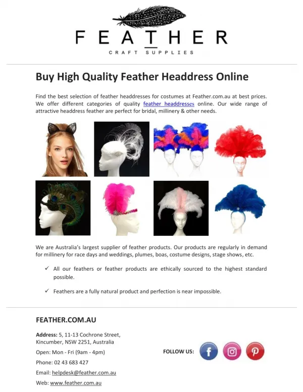 Buy High Quality Feather Headdress Online