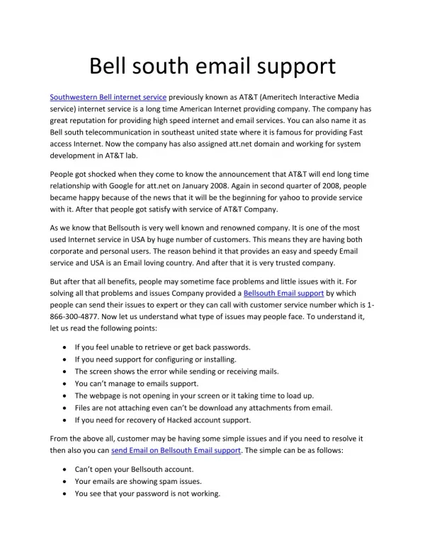 Bellsouth Email support