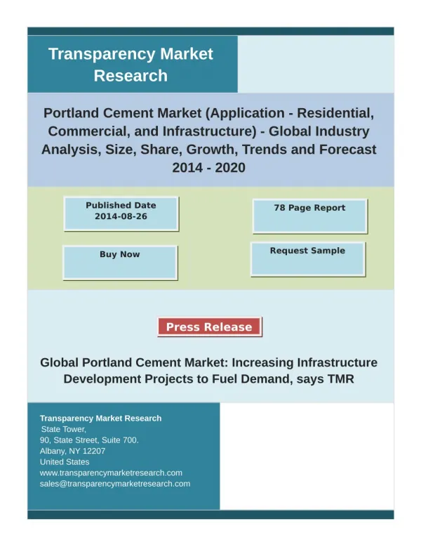 Portland Cement Market Report 2014 Analysis by Trends, Production, Consumption 2020