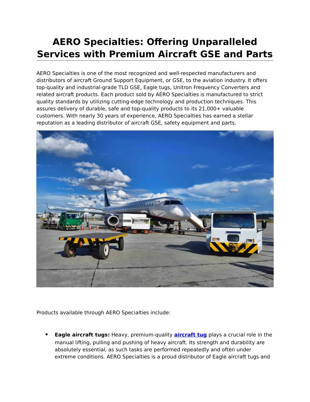 aero specialties offering unparalleled services