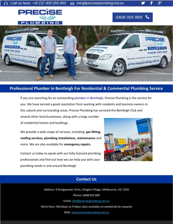 Professional Plumber in Bentleigh For Residential & Commertial Plumbing Service