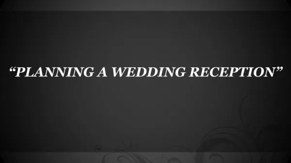 Planning a Wedding Reception