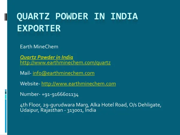 Quartz Powder in India Exporter