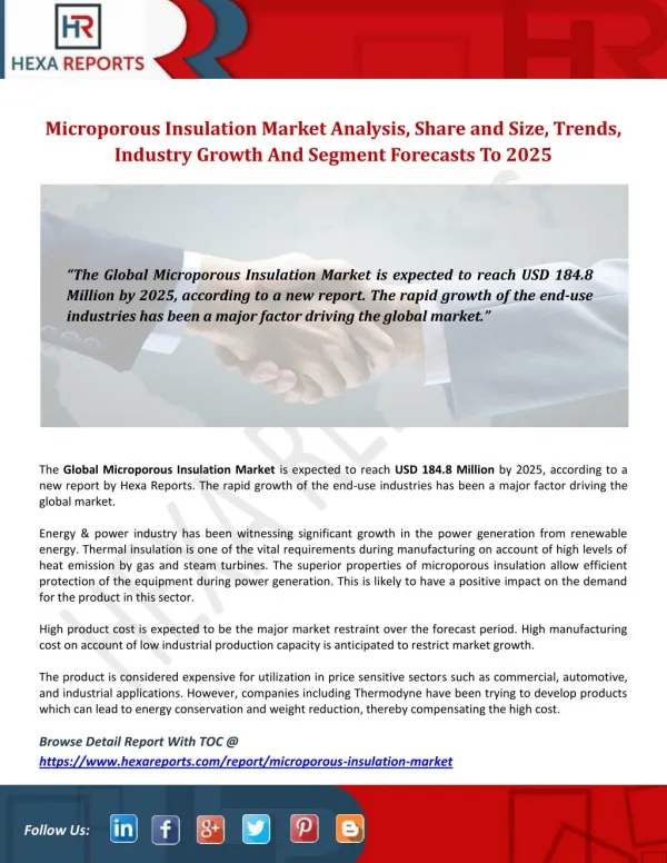 Microporous Insulation Industry: Outlook, Analysis and Overview