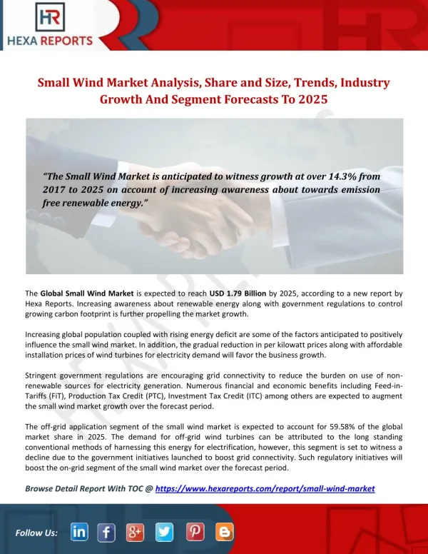 Small Wind Industry: Outlook, Analysis and Overview
