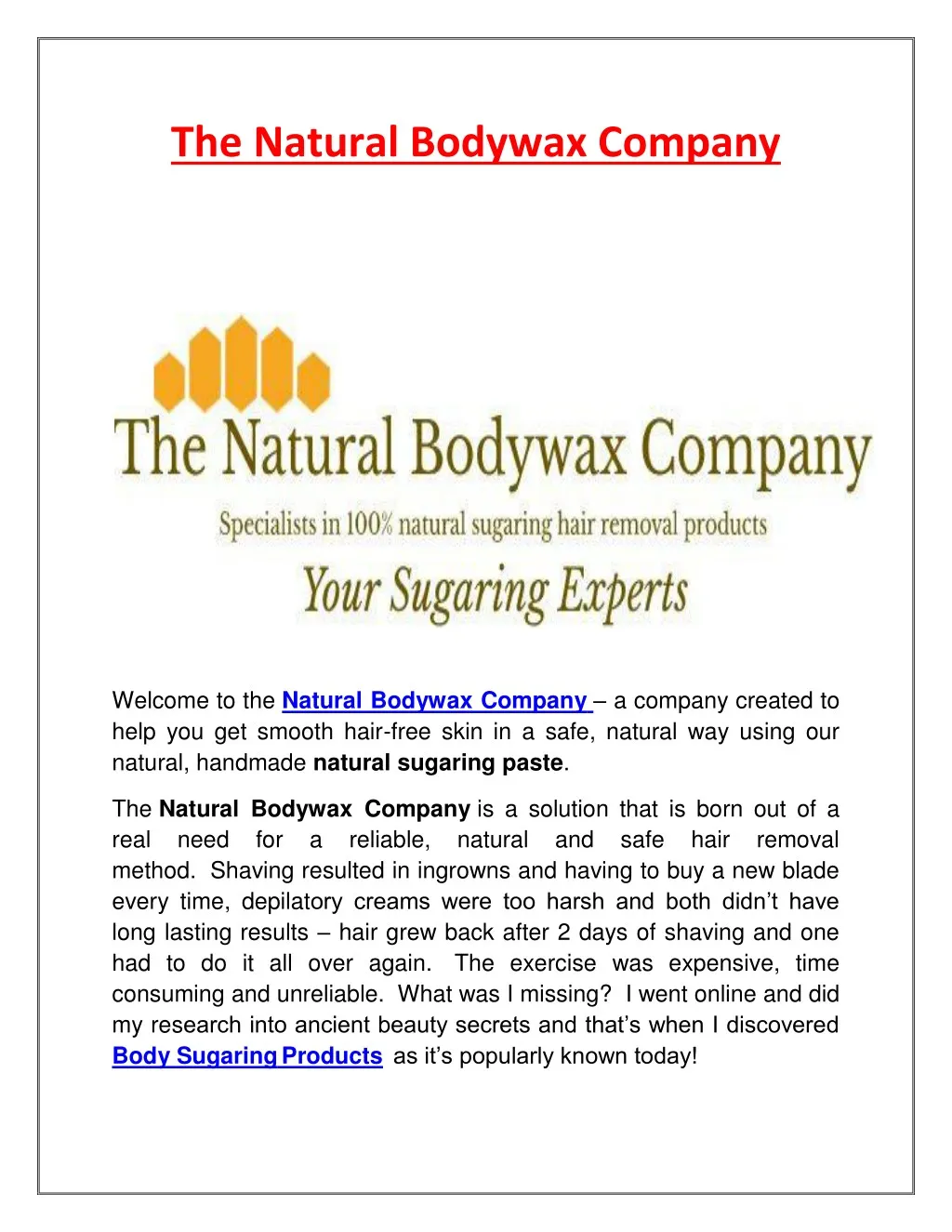 the natural bodywax company