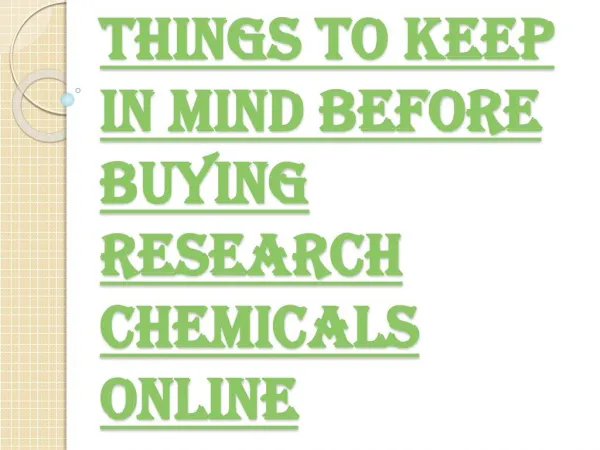 Necessary Things Before Buying Research Chemicals Online