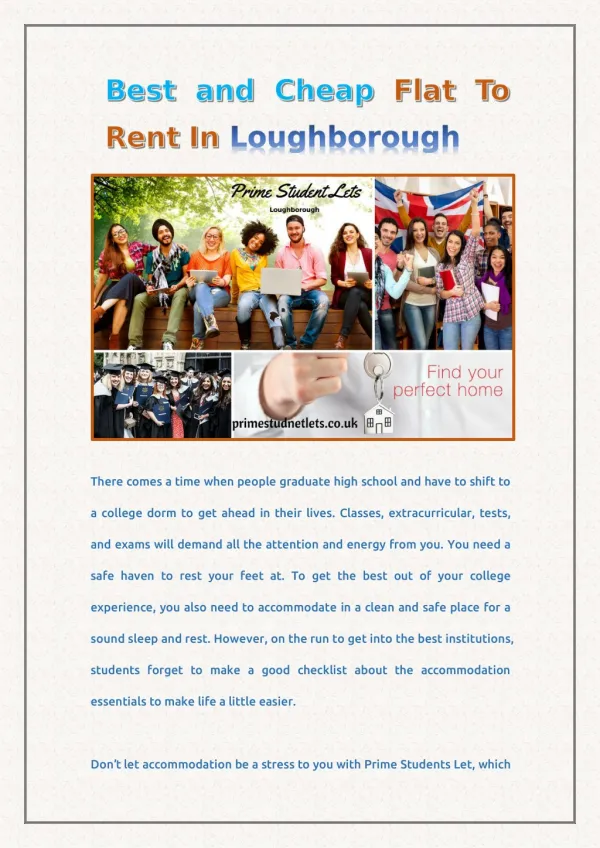 Best UK Flat To Rent In Loughborough