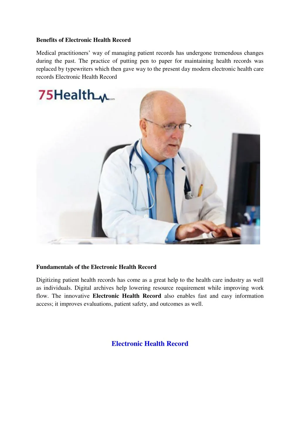 benefits of electronic health record
