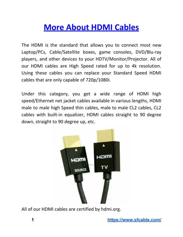 More About HDMI Cables