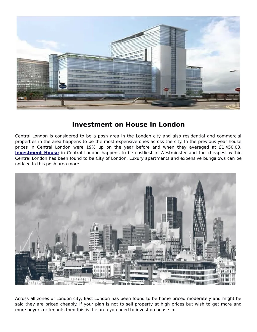 investment on house in london