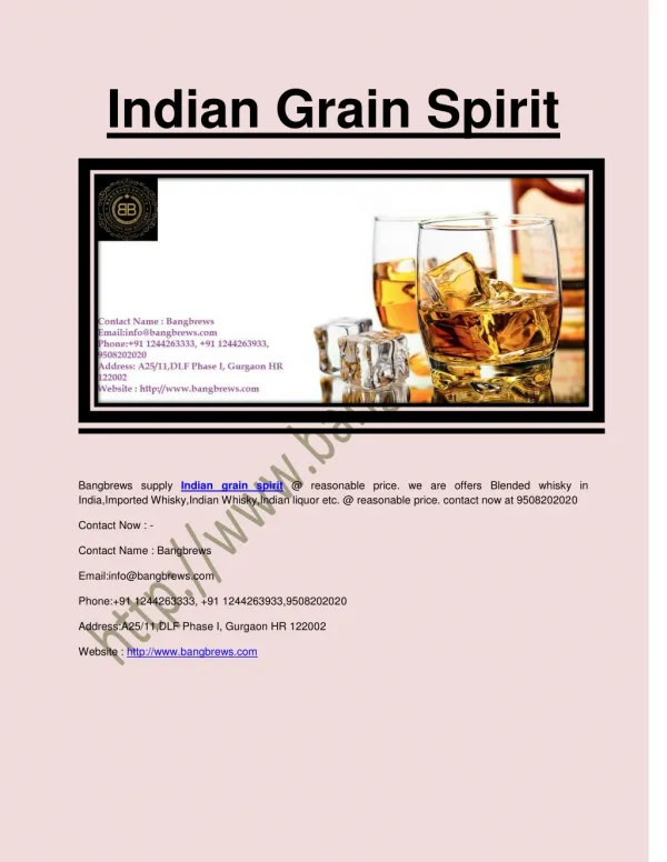 Indian grain spirit