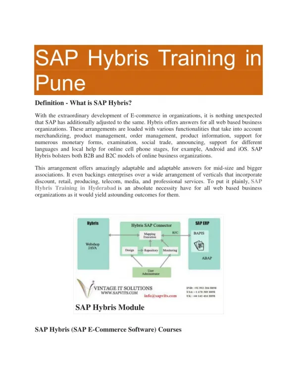 SAP Hybris Training in Pune
