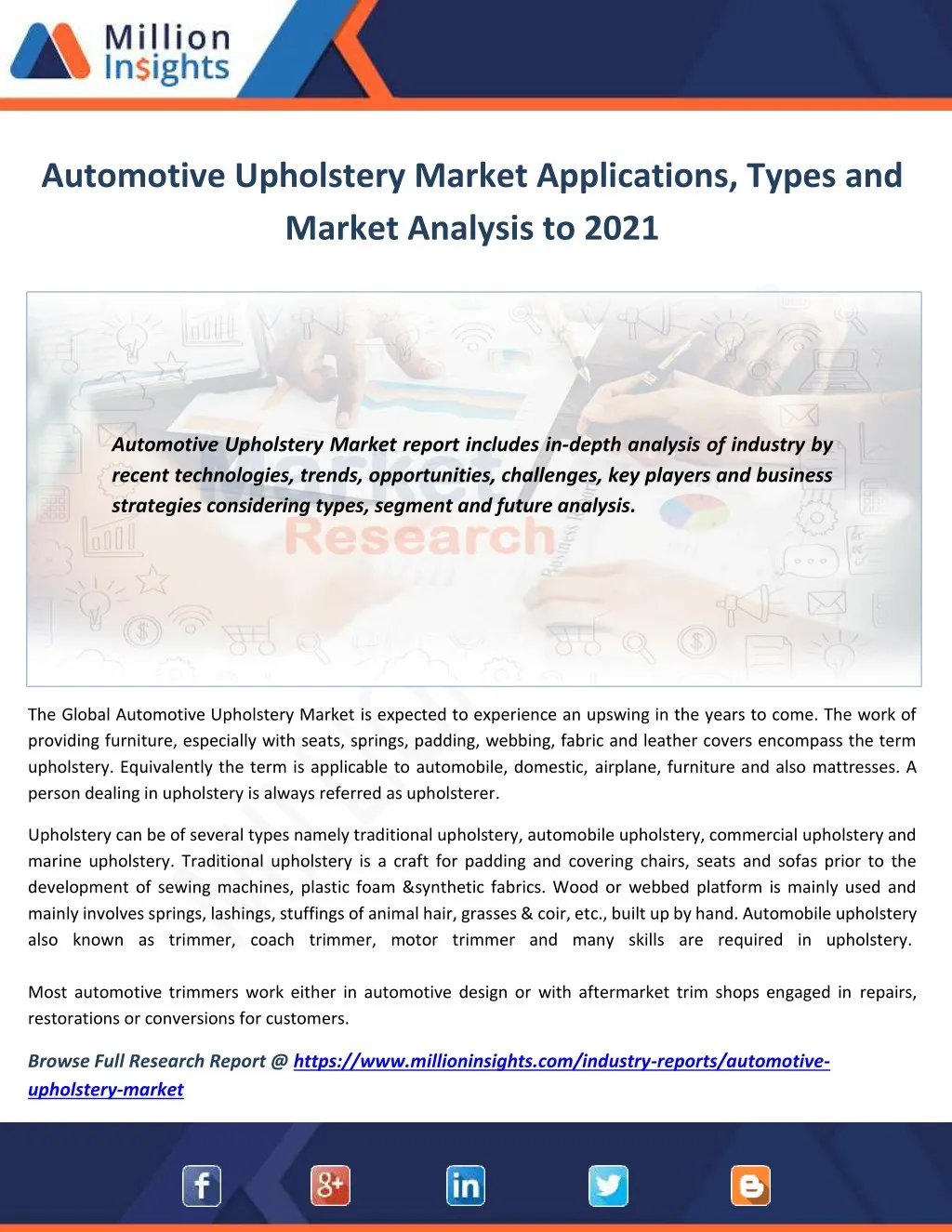 automotive upholstery market applications types