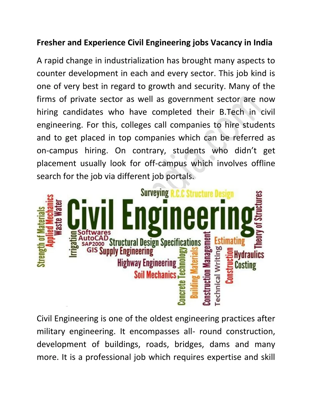 fresher and experience civil engineering jobs