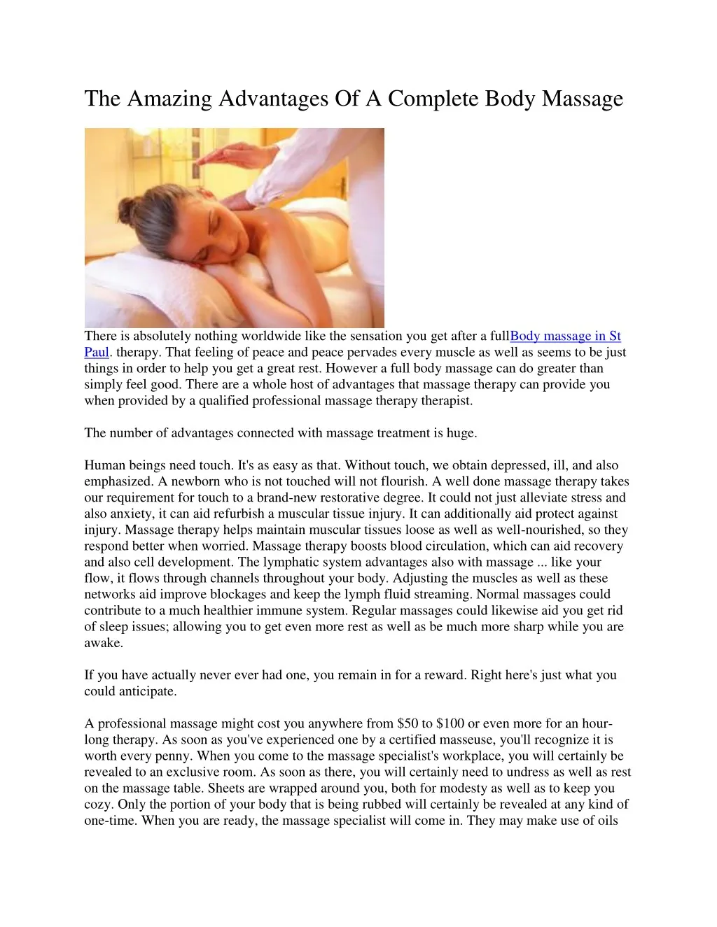 the amazing advantages of a complete body massage