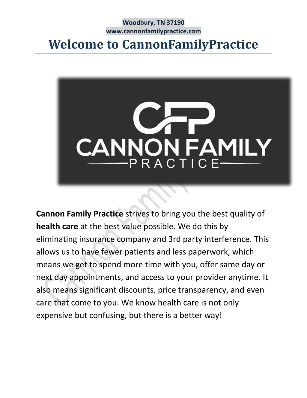 woodbury tn 37190 www cannonfamilypractice com