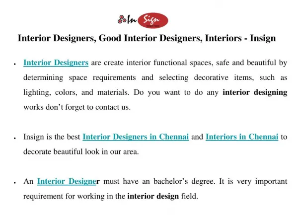 Interior Designers, Good Interior Designers, Interiors - Insign