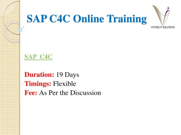 SAP C4C Online Training PPT | SAP C4C Training in Bangalore