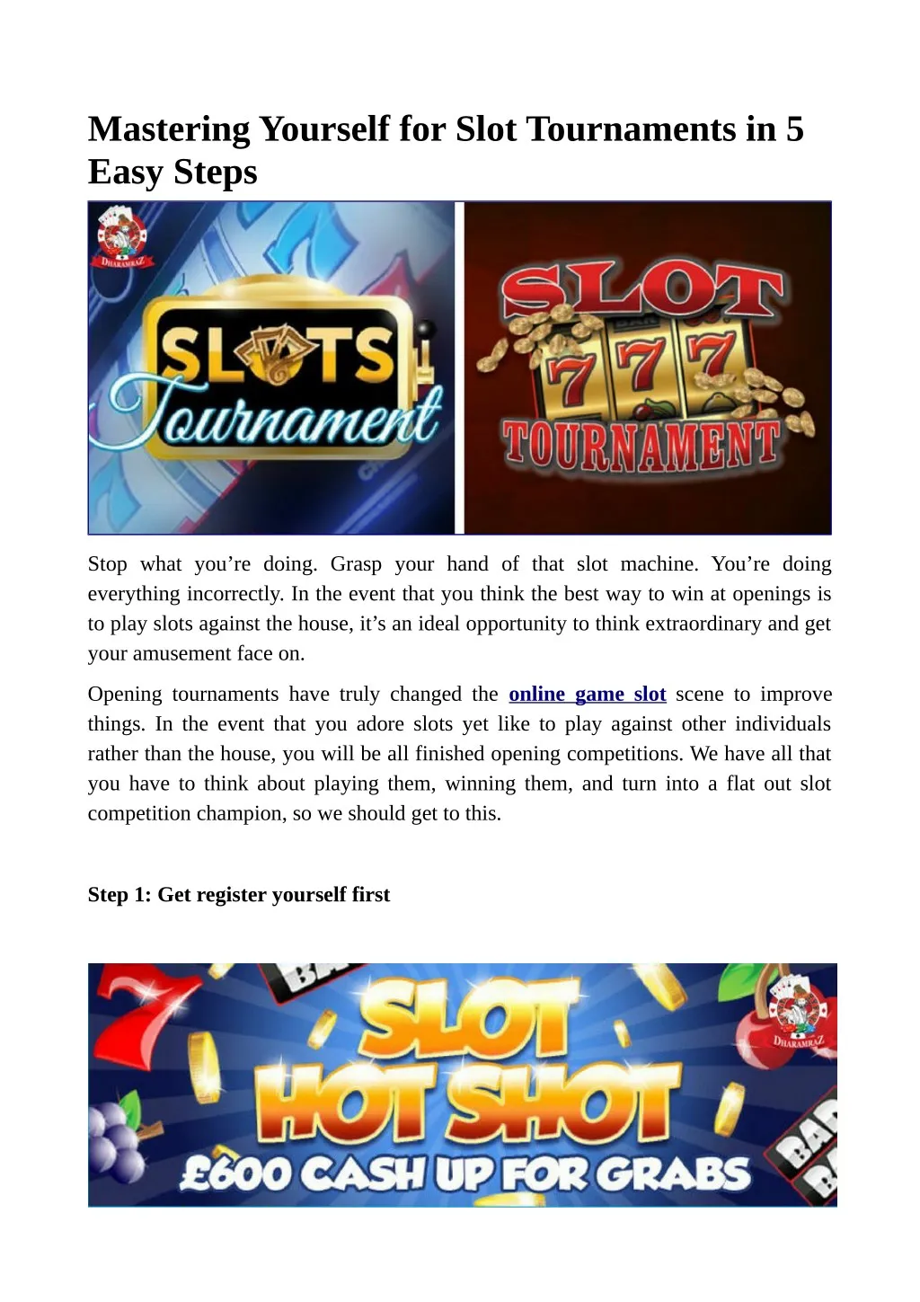 mastering yourself for slot tournaments in 5 easy