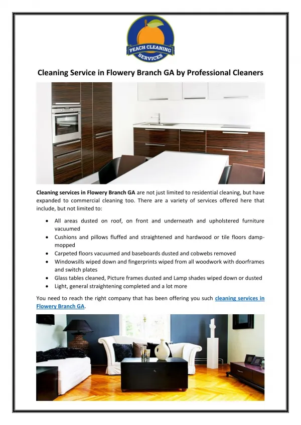 Cleaning Service in Flowery Branch GA by Professional Cleaners