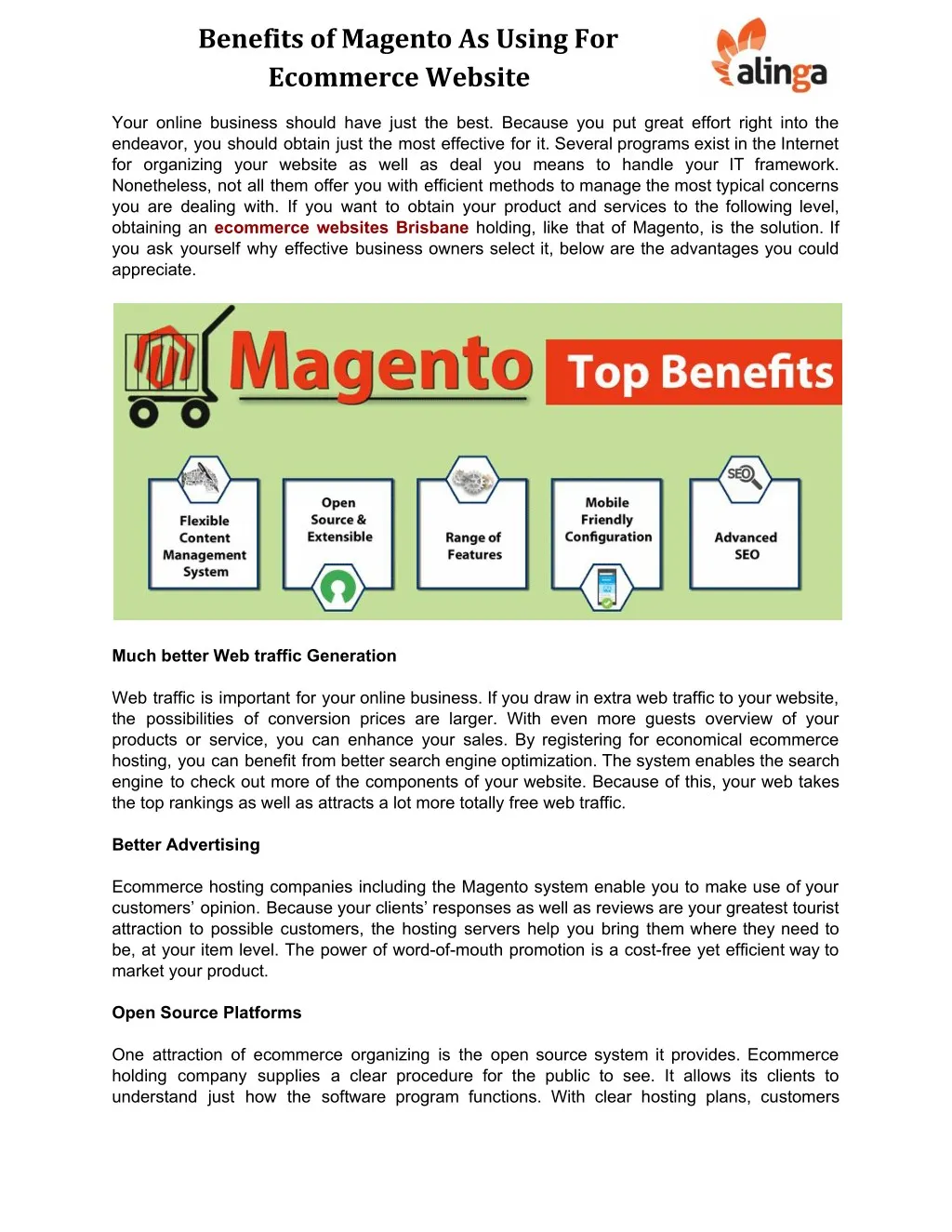 benefits of magento as using for ecommerce website