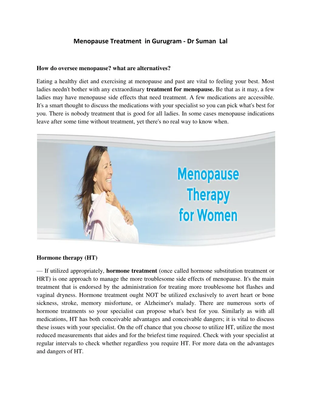 menopause treatment in gurugram dr suman lal