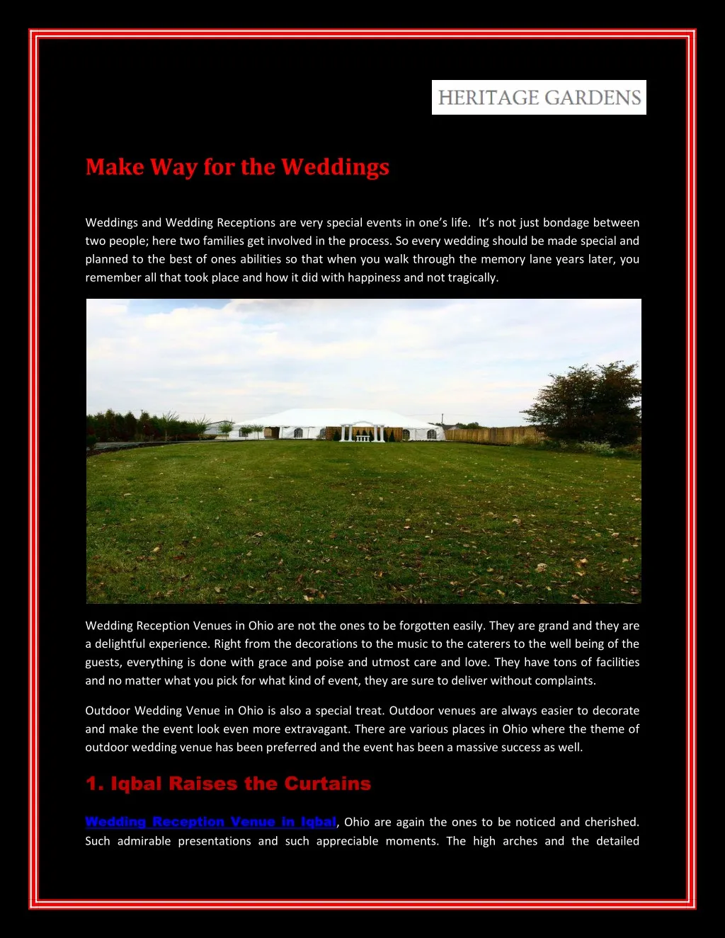 make way for the weddings