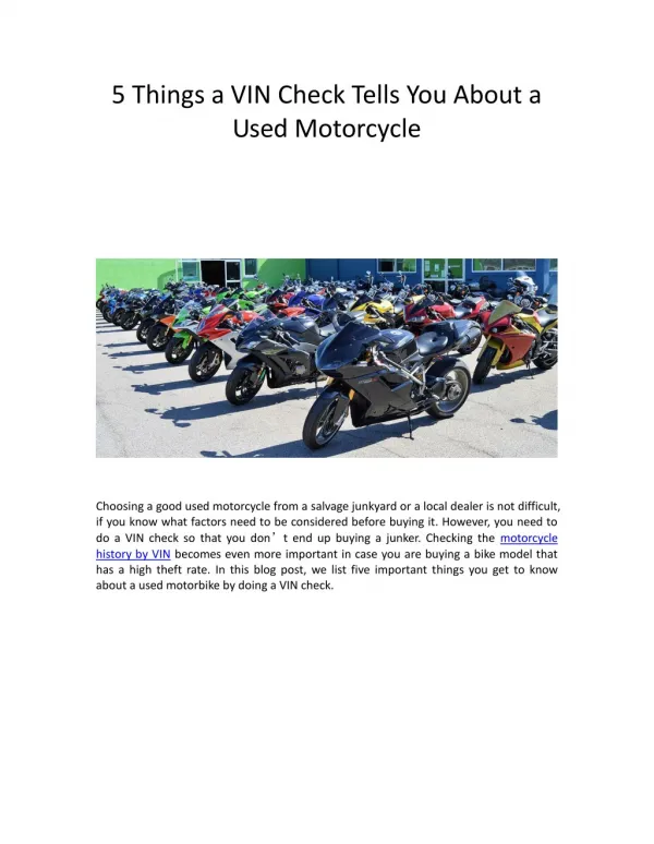 5 Things a VIN Check Tells You About a Used Motorcycle