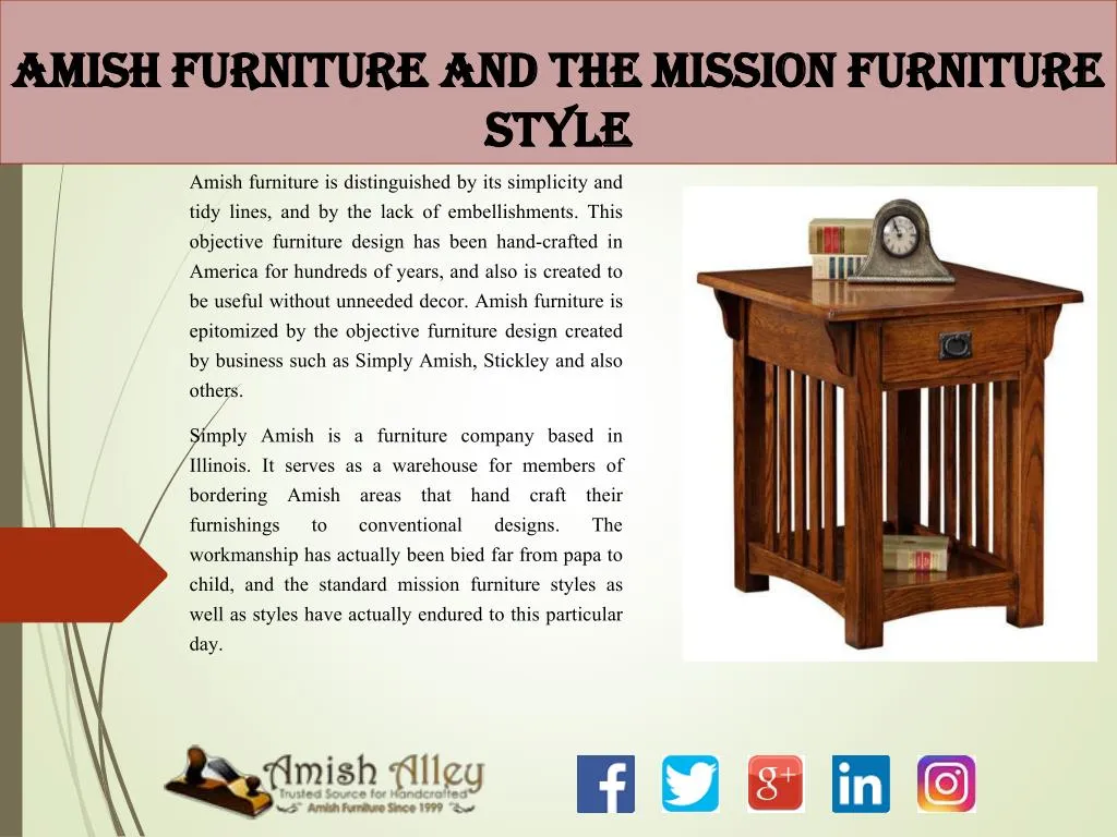 amish furniture and the mission furniture style