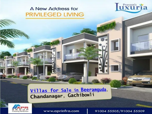 Villas for Sale in Beeramguda, Near Gachibowli, Chandanagar | APRInfra