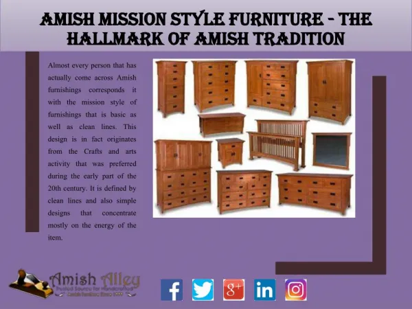 Amish Mission Style Furniture - The Hallmark of Amish Tradition