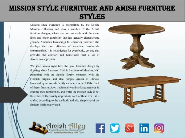 Mission Style Furniture and Amish Furniture Styles