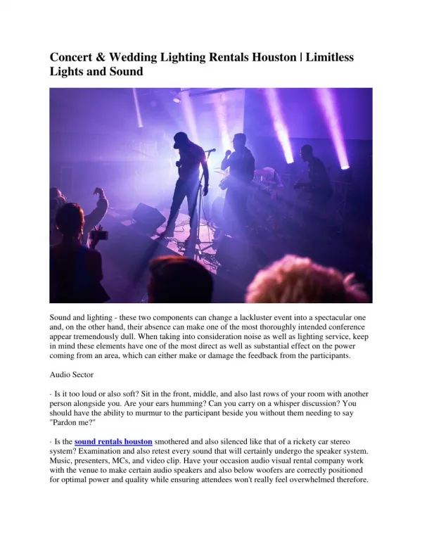 Concert & Wedding Lighting Rentals Houston | Limitless Lights and Sound