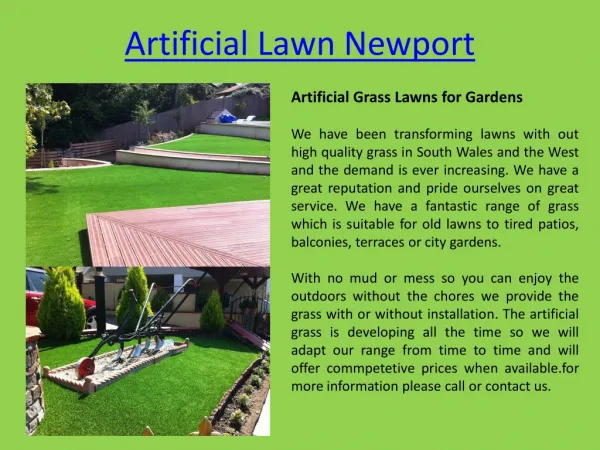 Artificial Grass suppliers Newport