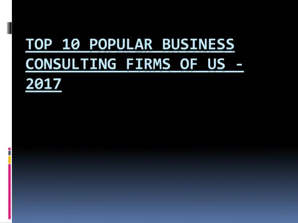 Top 10 Business Consulting Firms of US