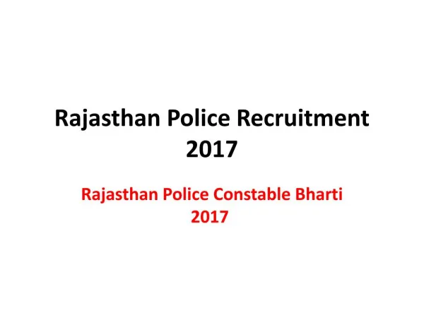 Rajasthan Police Recruitment