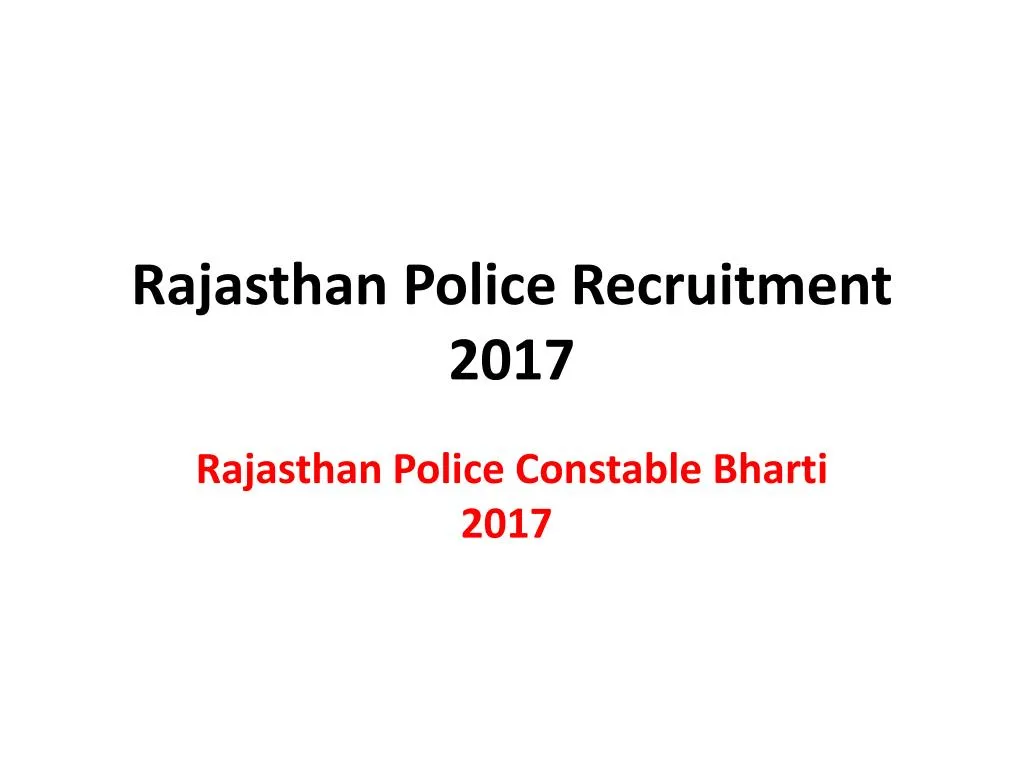 rajasthan police recruitment 2017