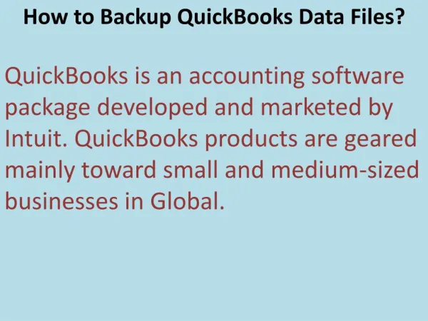 How to Backup QuickBooks Data Files?