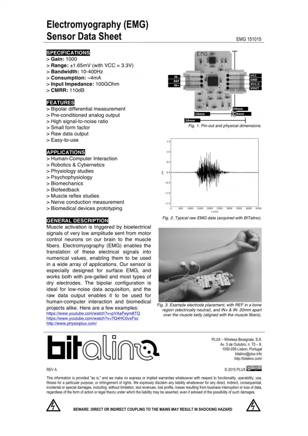 Electromyography(EMG) Sensor Data Sheet