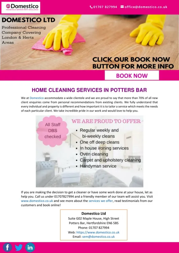 HOME CLEANING SERVICES IN POTTERS BAR